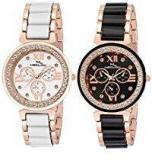 Meclow Analogue Black And White Dial Watch For Women/Girls Set Of 2