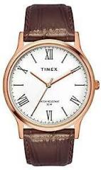 Men's Analog White Dial Coloured Quartz Watch, Round Dial Rose Gold Stainless Steel Case TWNTG0900