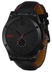 Men's Black Stainless Steel Case Leather Strap Analog Display Quartz Watch | RE BB1059