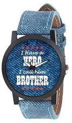 Mens Boys Denim Slim Analog Display Quartz Watch for Brothers | RE S8103BD | Gift for Brother