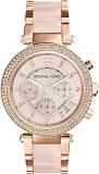 Michael Kors Resin Analog Rose Dial Women Watch Mk5896, Gold Band