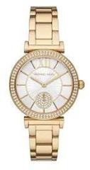 Michael Kors Stainless Steel Abbey Analog White Dial Women Watch Mk4615, Gold Band