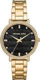 Michael Kors Stainless Steel Analog Black Dial Women Watch Mk4593, Gold Band