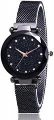 Mr. Brand MA 2 Luxury Mesh Magnet Buckle Starry Sky Quartz Watches for Girls Fashion Clock Mysterious Black Lady Analog Watch for Girls