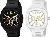 New Combo Of Multicolor Square Dial With Silicone Strap Unisex Combo Of 2 Analog Watch Big Dial Men's & Boy's Wrist Watch | Pack Of 2