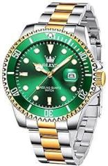 OLEVS Watches for Men Classic with Date Business Dress Luxury Big Face Green/Black/Blue Waterproof Luminous Mens Wrist Watch Analog Two Tone Stainless Steel Men Watch