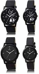 OM DESIGNER Analog Unisex Adult Watch Black Dial, Black Colored Strap Pack of 4