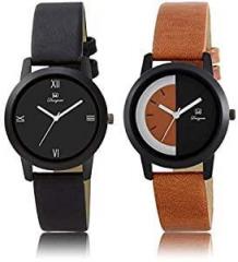 OM DESIGNER Women's Leather Belt Analogue Watch Pack of 2 133