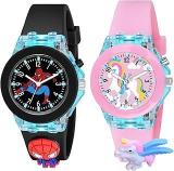 ON TIME OCTUS Kids Analouge Multi Color Light Cute 3D Cartoon Character Boy's And Girl's Watch Multicolour Dial & Colored Strap, Pack Of 2