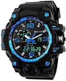 Xotak Analogue Digital Multi Functional Stainless Steel Dual Time Outdoor Blue Dial Sports Watches For Mens And Boys