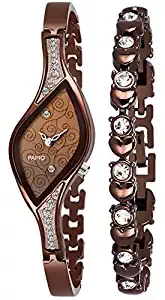 PAPIO Diamond Studded Analogue Brown Dial Women's Watch with Brown Color Bracelet P WC 5005