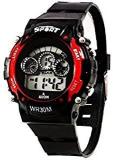 PRIMESHOP Digital Sports Black/Red Unisex Watch 7 Lights Good Gift For Kids