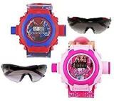 Sba Prime Digital Unisex Child Watch Pink & Blue Dial, Pink & Red Colored Strap