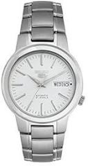 Seiko Analog White Dial Unisex Watch SNKA01K1 Stainless Steel, Silver Strap