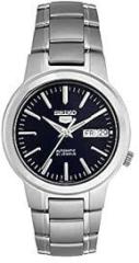 Seiko Stainless Steel Men's 5 Automatic Snka05K Blue Stainless Steel Self Wind Fashion Analog Watch, Band Color:Silver, Dial_Black