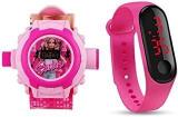 SELLORIA 24 Images Projector Barbie Digital Watch For Girls/Pink LED Digital Watch For Kids