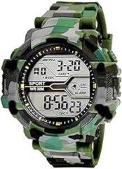 SELLORIA Silicone Unisex Sports Digital Boy'S Watch Green Dial Green Colored Strap