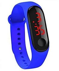 Shivsoft Digital Unisex Child Watch Black Dial Blue Colored Strap