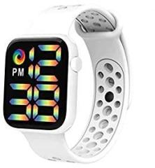 Shocknshop Stylish Rainbow Square LED Lights Digital Unisex Watch for Boys and Girls WCH19 Black White