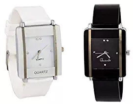 Shree Enterprise Glory Square Shape Professional and Beautiful Analogue Black, White Dial Women's Combo