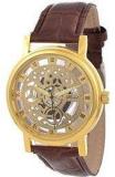 SHVAS Analogue Transparent Dial Innovative Concept Unisex Watch Brown Leather Belt Brown