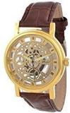 SHVAS Analogue Transparent Dial Innovative Concept Unisex Watch Brown Leather Belt