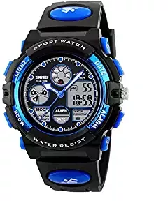 Skmei Blue Analog Digital Shock Resistant Water Proof Sports Watch for Boys and Girls + Assured Gift