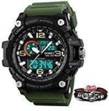 Skmei Green Analog Digital Multi Function Sports Watch With Free Bracelet For Men & Boys