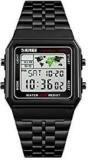 SKMEI Vintage Series Digital Square Dial With World Map Unisex Wrist Watch