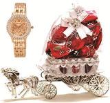 Skylofts Beautiful 10pc Chocolate Horse Decoration Piece With Women Watch Birthday Gifts Pink With Watch