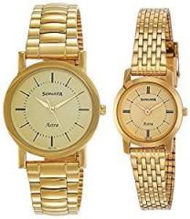 Sonata Analog Champagne Dial Men & Women 77049YM01C + NK87018YM01