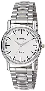 Sonata Analog White Dial Men's Watch NJ77049SM02C