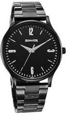 Sonata Aspire Quartz Analog Black Dial Stainless Steel Strap Watch for Men 77105NM04W