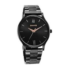 Sonata Black Dial Analog Watch for Men 77105NM03W