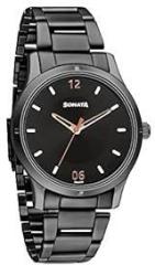 Sonata Black Dial Analog Watch for Women NR8183NM02 Stainless Steel, black Strap