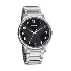 Sonata Black Dial Silver Band Analog Stainless Steel watch For Men NR77105SM02W