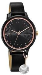 Sonata Blush Quartz Analog Black dial Leather Strap Watch for Women 87050KL01