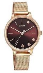 Sonata Maroon Dial Analog Watch for Women 87050WM03