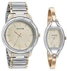 Sonata Pairs Analog White Dial Couple Watch NL71258114KM01 / NL71258114KM01