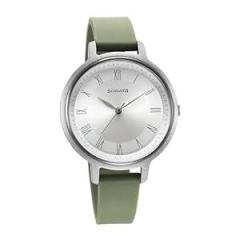 Sonata Polyurethane Silver Dial Analog Watch for Women 87049Pp11W, Green Band