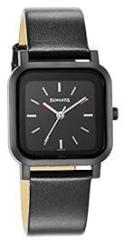 Sonata Pop Black Dial Women Watch with Leather Strap NS87037PL05W