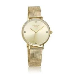 Sonata Poze Quartz Analog Gold Dial Stainless Steel Strap Watch for Women SP80048YM01W