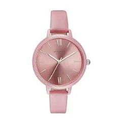 Sonata Poze Quartz Analog Pink Dial Leather Strap Watch for Women_Sp80075Kl01W, Pink Band