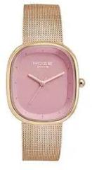 Sonata Poze Quartz Analog Pink Dial Mesh Strap Watch for Women SP80073WM01W