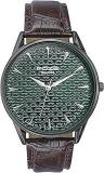 Sonata Poze Quartz Green Dial Brown Leather Strap For Men SP70047QL01W