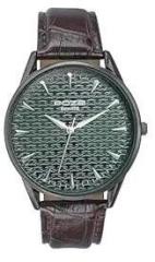 Sonata Poze Quartz Green Dial Brown Leather Strap for Men SP70047QL01W