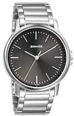 Sonata Quartz Analog Grey Dial Stainless Steel Strap Watch for Men NR77083SM05W