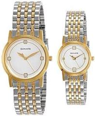 Sonata Quartz Analog Silver Dial Stainless Steel Strap Watch for Couple NR71178137BM01P