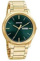 Sonata Quartz Analog with Day and Date Green Dial Stainless Steel Strap Watch for Men NS77082YM05W