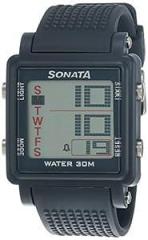 Sonata SF Digital Dial Grey Plastic Strap Watch for Men NS77043PP02